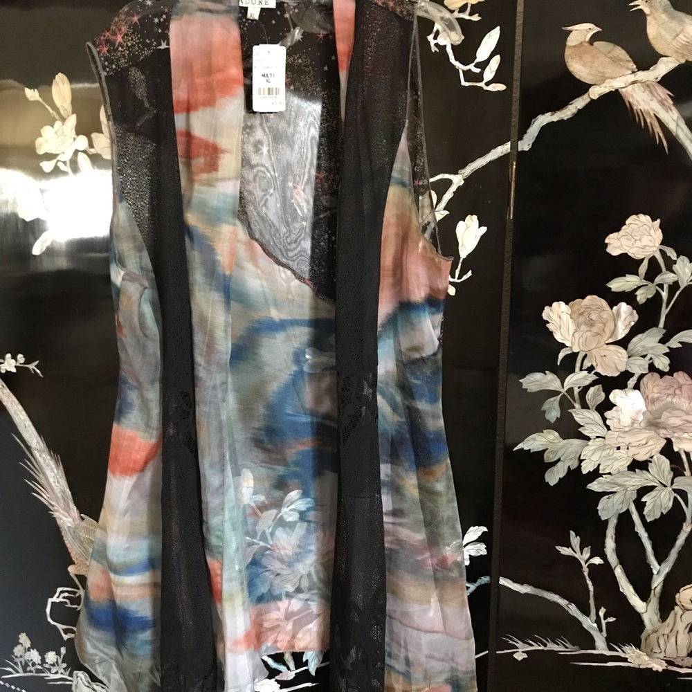 🐼Multicolored sheer sleeveless vest overcoat.  Reduction sale 2026
